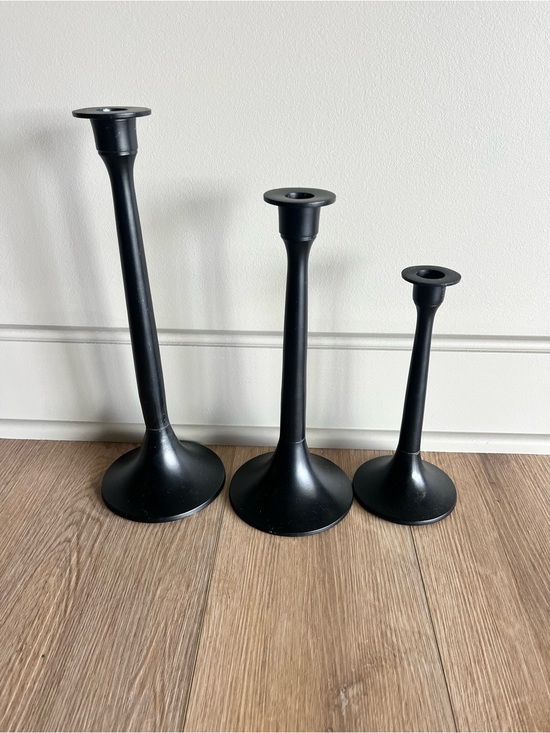 Linden Other - Linden Black Metal Taper Candle Holders - Set of 3 Varying Heights